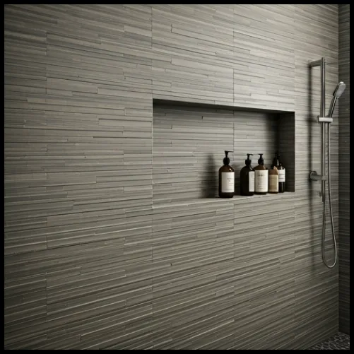 Stacked Tile + Shower Niche