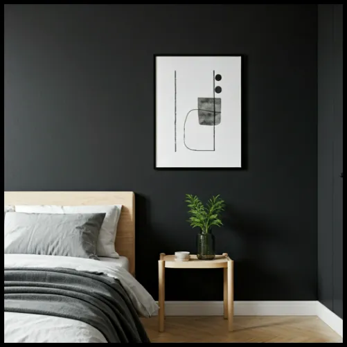 Minimalist Bedroom with Black Accent Wall